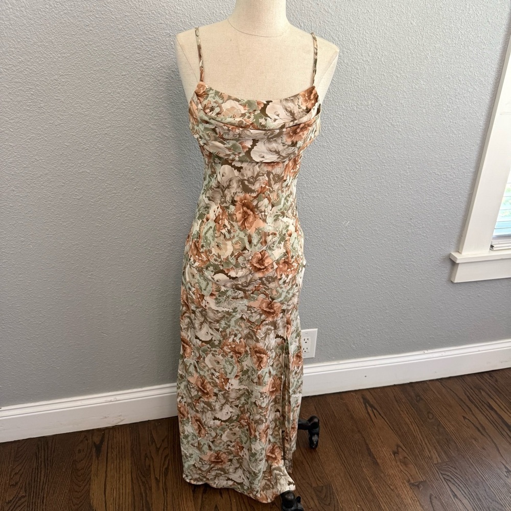 NWT Floral‎ Midi Slip Dress Size XS High Leg Slit